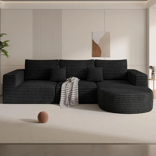 Vista 9 de Sofá modular modular de 110 pulgadas, sofás de nube para sala de estar, sofá en forma de L con asiento profundo, sofá deshuesado con diván, no Gris
