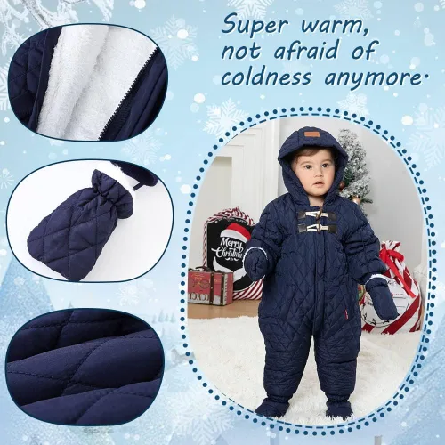 Vista 3 de XIFAMNIY Traje de invierno para bebé, abrigo con capucha para niñas y niños pequeños