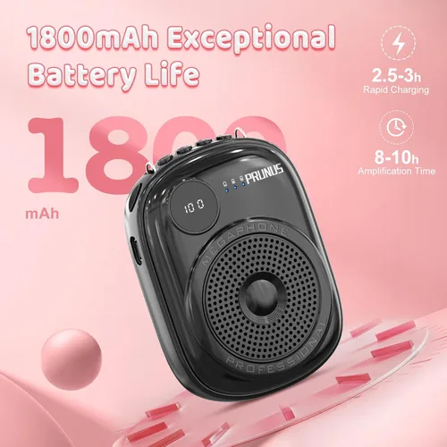 Vista 5 de Amplificador de voz para maestro, amplificador de voz portátil con cable con micrófono, auriculares y altavoz, mini amplificador de voz recargable