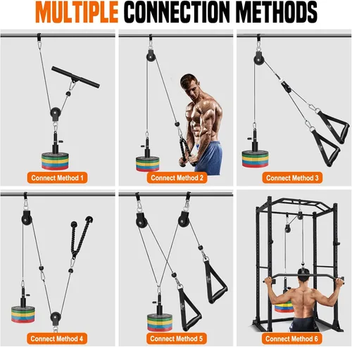 Vista 3 de Sistema de polea de cable de peso SERTT para gimnasio, accesorios actualizados de polea de cable para tracción LAT, flexión de bíceps, tríceps