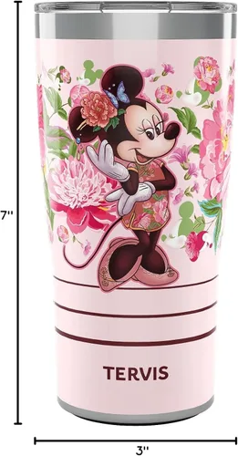 Vista 9 de Tervis Traveler - Vaso aislado de triple pared de Disney Minnie Mouse Neo chino floral y vaso de viaje mantiene las bebidas frías y calientes, 20
