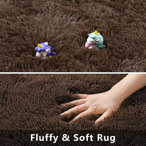 Vista 8 de Foxmas Alfombras de Área Suaves y Esponjosas para Dormitorio, Habitación de los Niños, Alfombra de Guardería de Felpa Peluda, Alfombras Peludas