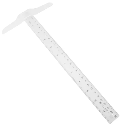 Vista 3 de RLECS Regla en T transparente de plástico T-Square 11.8 in / 12 "Regla en T de medición de doble cara