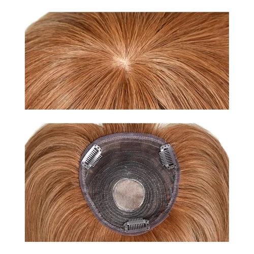 Vista 5 de viviaBella Extensiones de cabello humano con clip de cabello humano con flequillo, base de seda, flecos para pérdida de adelgazamiento, extensiones