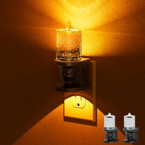 Vista 15 de Briignite Candelabro de luz nocturna enchufable a la pared, luz nocturna LED cálida con sensor de anochecer a amanecer, 0-100LM regulable, luz