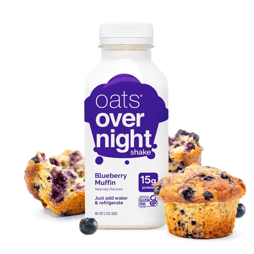 Vista 8 de Oats Overnight Blueberry Muffin - Avena durante la noche, batido de avena alto en proteínas (0.51 onzas de proteína), solo agrega agua, desayuno