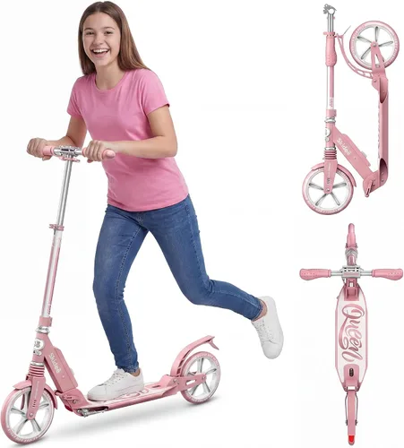 Vista 10 de SKIDEE Patinete para Adultos y Adolescentes, Altura Ajustable, Plegable, Ruedas Grandes, Ligero, Duradero, Suspensión Anti-Golpes, Hasta 220 Libras