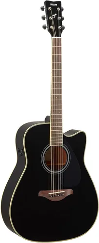 Vista 3 de Yamaha FGC-TA Dreadnought Cutaway Guitarra Transacústica con Chorus y Reverb, Negro Coro y reverberación, negro