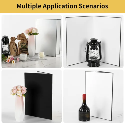 Vista 5 de Meking Cartón reflector de fotografía 3 en 1, 17"x12"/42x30cm, tablero difusor de luz plegable A3 para bodegón, fotografía de productos y alimentos