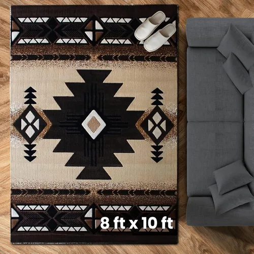 Vista 44 de YHSF South West - alfombra estilo nativo americano del suroeste C318 - fácil de limpiar, gruesa, suave, duradera, alfombra inspirada en tribus