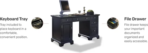 Vista 7 de Homestyles Escritorio de pedestal negro Bedford