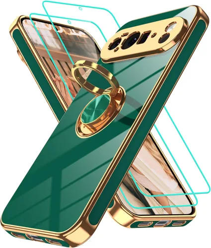 Vista 221 de Funda para Motorola Moto G 5G 2024: Funda Moto G Play 5G 2024 con 2 piezas de protectores de pantalla, soporte de anillo de rotación de 360°