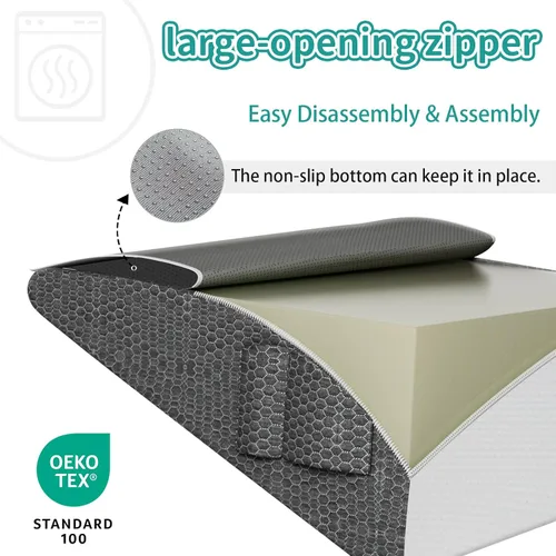 Vista 4 de Almohada de cuña para cama, almohada de espuma viscoelástica de 24 x 24 x 10.25 pulgadas, funda de almohada antideslizante, almohada inclinada