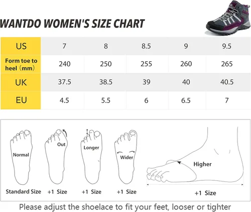 Vista 7 de Wantdo Botas de senderismo impermeables para mujer antideslizantes botas tácticas para senderismo al aire libre