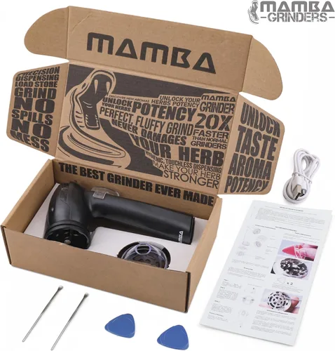 Vista 7 de Mamba Lite 0.75g Negro Molinillo Eléctrico de Hierbas USB de Cabeza de Plástico Completamente. Pequeña Máquina Herbal Portátil y Molinillo