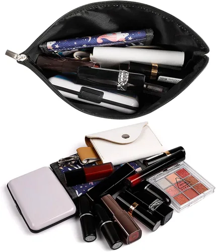 Vista 6 de Bolsa de maquillaje personalizada del alfabeto A-Z, con monograma floral, bolsa de cosméticos con nombre personalizado, bolsa de maquillaje pequeña