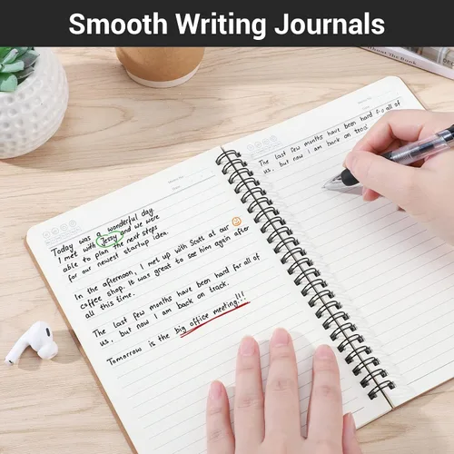 Vista 6 de EUSOAR - Cuaderno rayado A5 con espiral, tapa dura, para escritura, viajes, notas, diario, bocetos, para estudiantes, oficina, negocios, paquete