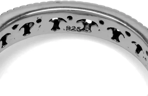 Vista 4 de Silvershake Anillo de filigrana apilable de plata de ley 925 con piedra natal auténtica, estilo eternidad