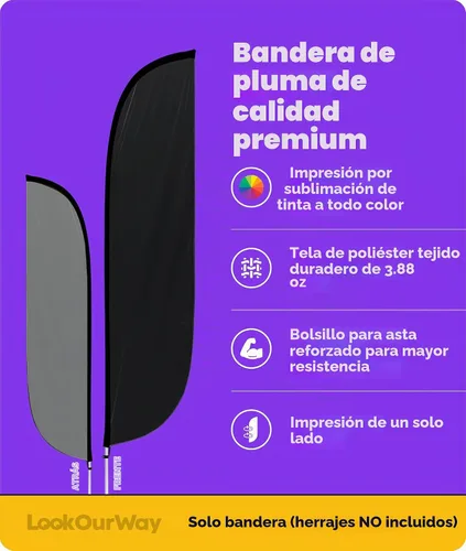Vista 2 de LookOurWay - Bandera de plumas con temática de campamento y cuidado de niños, 12 pies (herramientas no incluidas)