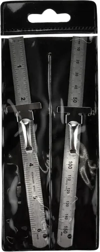 Vista 7 de SE Juego de reglas métricas SAE de acero inoxidable - Herramienta de medición de regla de precisión de acero inoxidable - Clips desmontables - Juego