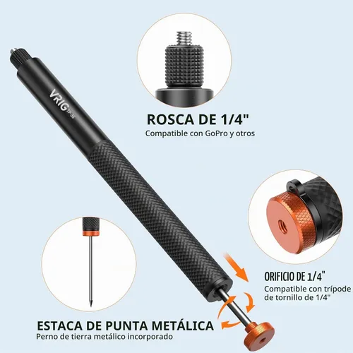 Vista 2 de VRIG Palo selfie invisible de 63 in/63″ para Insta360 X6/X5/X4 Air/X4/X3
