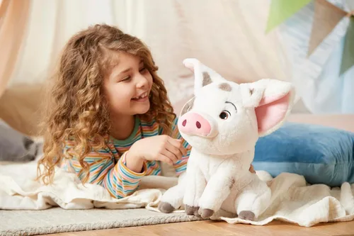 Vista 3 de Disney Store Peluche oficial de Pua, Moana, mediano de 13 pulgadas, personaje icónico de peluche con ojos bordados y características de felpa suave