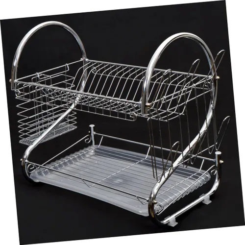Vista 9 de UPKOCH Escurridor de platos para fregadero, estante seco para platos, soporte para palillos, soporte para utensilios sobre el fregadero, escurridor