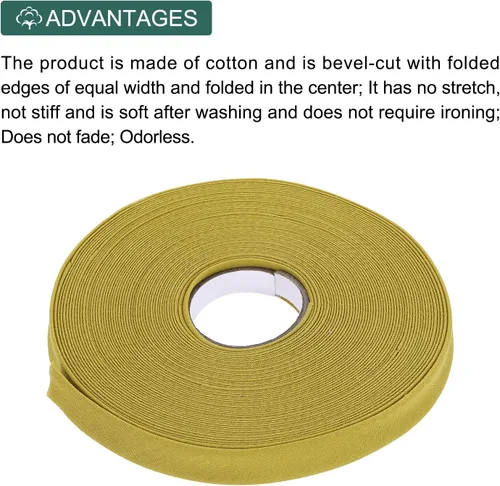 Vista 253 de MECCANIXITY Cinta al bies de doble pliegue de 1/2 pulgada de poliéster continuo a granel para costura, costura, dobladillo, encuadernación y Beige