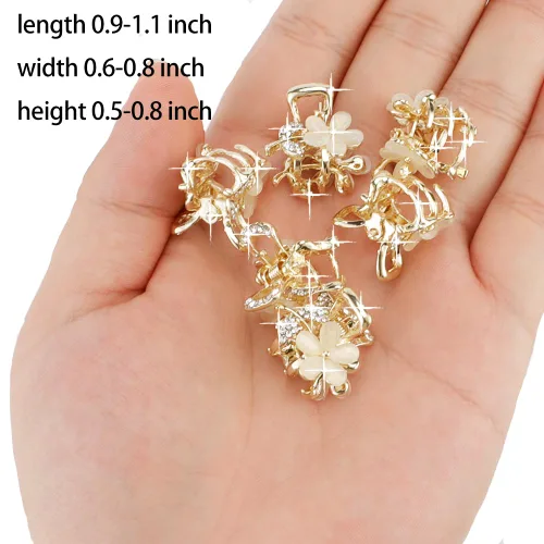 Vista 4 de Pinzas pequeñas para el cabello, pinzas de pelo con diamantes de imitación de ópalo, cristales de agarre para cabello grueso, fino, largo o corto