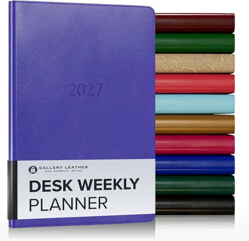 Vista 169 de Gallery Leather Planificador Semanal y Mensual Grande 2025-2026, Calendario Planificador y Cuaderno Elegantemente Encuadernado con Elegantes Bordes