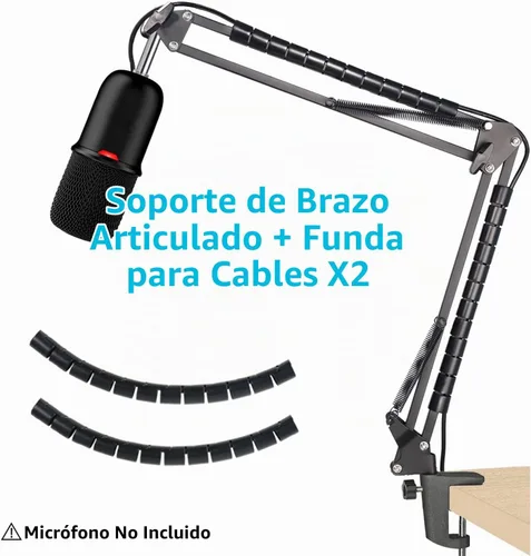 Vista 2 de YOUSHARES - Soporte de brazo de micrófono HyperX SoloCast - Brazo de boom de micrófono profesional ajustable de tijeras con funda para cables Negro