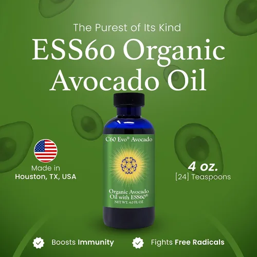 Vista 2 de Aceite de aguacate orgánico, ESS60 100% puro (0.6 mg/ml) apoya la salud de las articulaciones, la flexibilidad, la energía, la inmunidad, el sueño