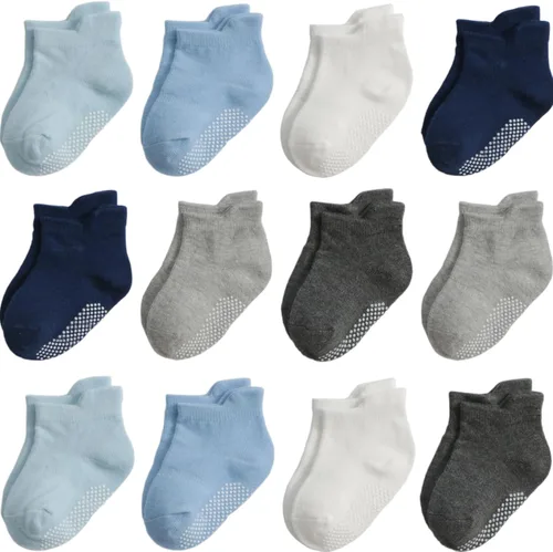 Vista 17 de Calcetines antideslizantes con agarre para tobillos, paquete de 12 unidades para niños pequeños, niños y niñas, lindos calcetines de algodón