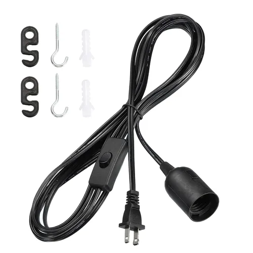 Vista 8 de PATIKIL Cable de luz colgante de 15 pies, paquete de 2 lámparas colgantes de extensión con interruptor de encendido/apagado enchufe para bombilla