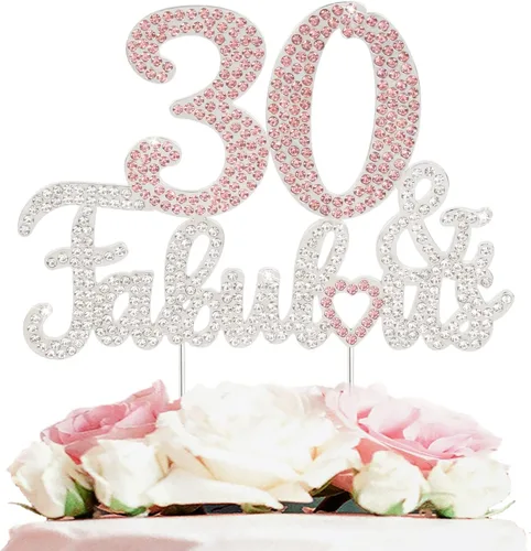 Vista 16 de 25 y fabulosa decoración de pastel de diamantes de imitación dorados y rosados – Feliz cumpleaños 25 años saluda a 25 años de edad, decoración