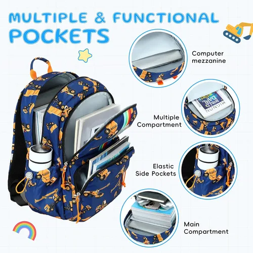 Vista 55 de CAMTOP - Conjunto de mochila y lonchera con estampados divertidos para niños de preescolar y primaria), Y0058-2