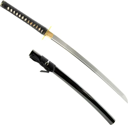 Vista 17 de Espada Wakizashi japonesa hecha a mano, práctica, forjada a mano, acero al carbono 1045/1060/1080, templado al calor, espiga completa, afilada