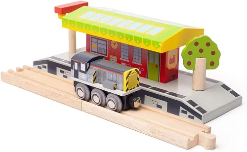 Vista 5 de Bigjigs Rail Class 8 Diesel Shunter - Trenes de madera vintage, juguetes y accesorios ferroviarios para niños, regalos para niños pequeños y niños