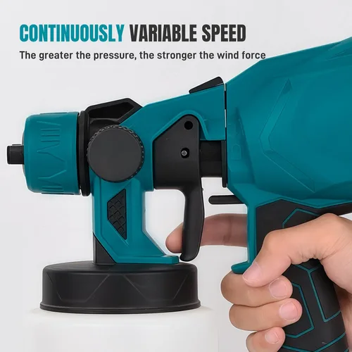 Vista 3 de Pulverizador de pintura inalámbrico: pistola de pulverización de mano HVLP con batería de litio de 21 V, 3 boquillas, 3 patrones, ideal