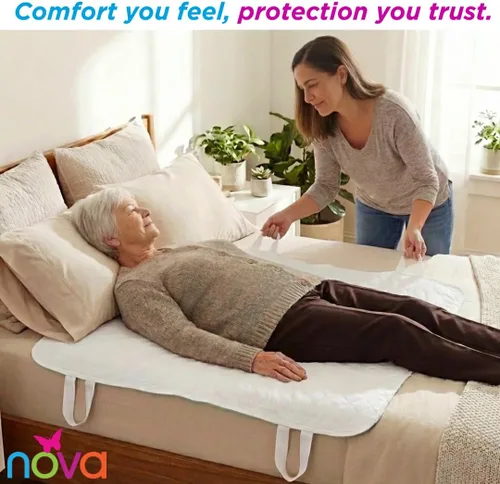 Vista 32 de NOVA Almohadilla interior impermeable reutilizable, capa superior suave 100% algodón, lavable para incontinencia y protector de colchón, súper