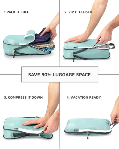 Vista 5 de Cubo de embalaje de compresión extra grande de 6 piezas para viajes y cheques de equipaje por TRIPPED Travel Gear
