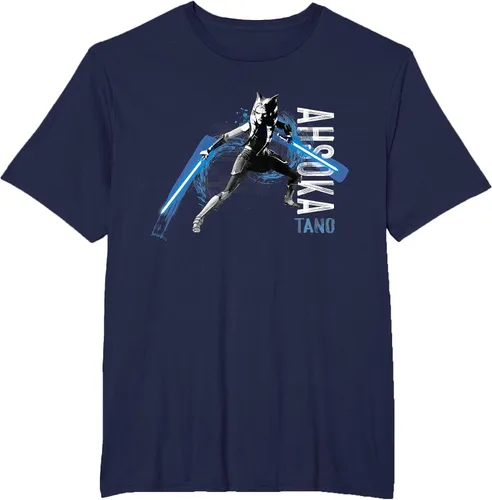 Vista 26 de Star Wars The Clone Wars Ahsoka Tano Dual Lightsabers Camiseta Asphalt Grey