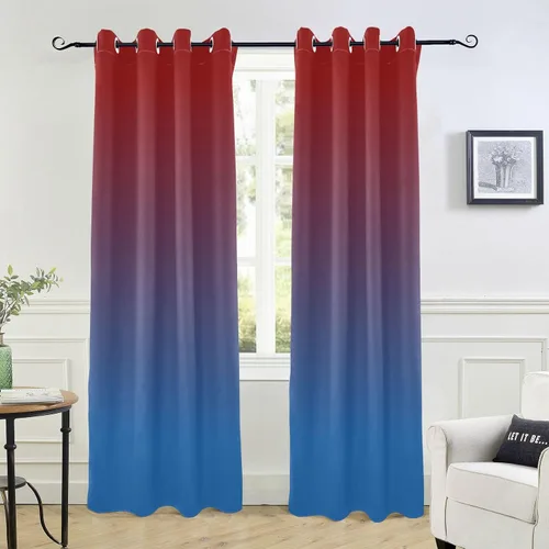 Vista 17 de Cortinas amarillas y azules de 84 pulgadas, 1 pieza, cortinas de puerta para tratamientos de ventanas, divisores de habitación, cortinas de cocina