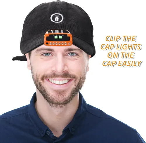 Vista 6 de Mudder Linterna LED con clip para gorra USB recargable, linterna impermeable ultra brillante para sombrero, linterna de cabeza para pesca