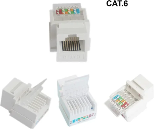 Vista 4 de 10 unids CAT6 RJ45 Cat 6 90 grados Punch Free Socket Módulo Conector Acoplador de red Ethernet Jack Keystone Jack RJ45 Módulo Ethernet CAT6