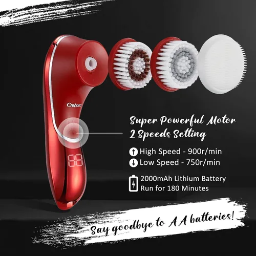 Vista 3 de Cepillo de limpieza facial, limpiador facial eléctrico, cepillo de limpieza facial recargable IPX-7 impermeable giratorio para exfoliación, masaje