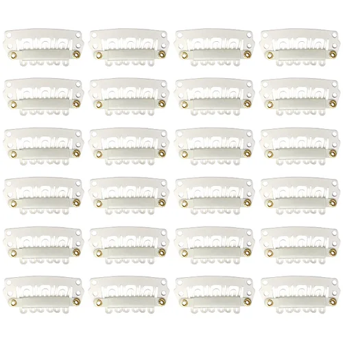 Vista 17 de YANTAISIYU 24 unids/1.102 in 8 dientes Metal peluca clips con goma Snap Clips para peluca Hairpiece Hair Extension Accesorios (negro)