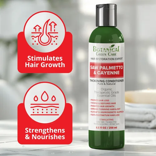 Vista 2 de Acondicionador Saw Palmetto y Cayena, acondicionador espesante para adelgazar el cabello, crecimiento del cabello, fortalecimiento del cabello