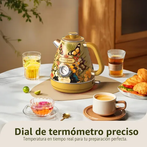 Vista 4 de Hazel Quinn X Eduardo Recife Hervidor Eléctrico - 1200W de Ebullición Rápida, 1.7L/57oz, Interior Todo de Acero Inoxidable 304, Libre de BPA Diseño