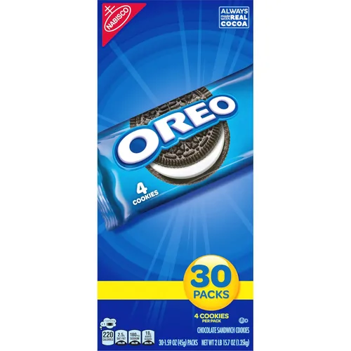 Vista 20 de OREO Galletas sándwich de chocolate, 120 paquetes de bocadillos (4 galletas por paquete, 4 cajas)